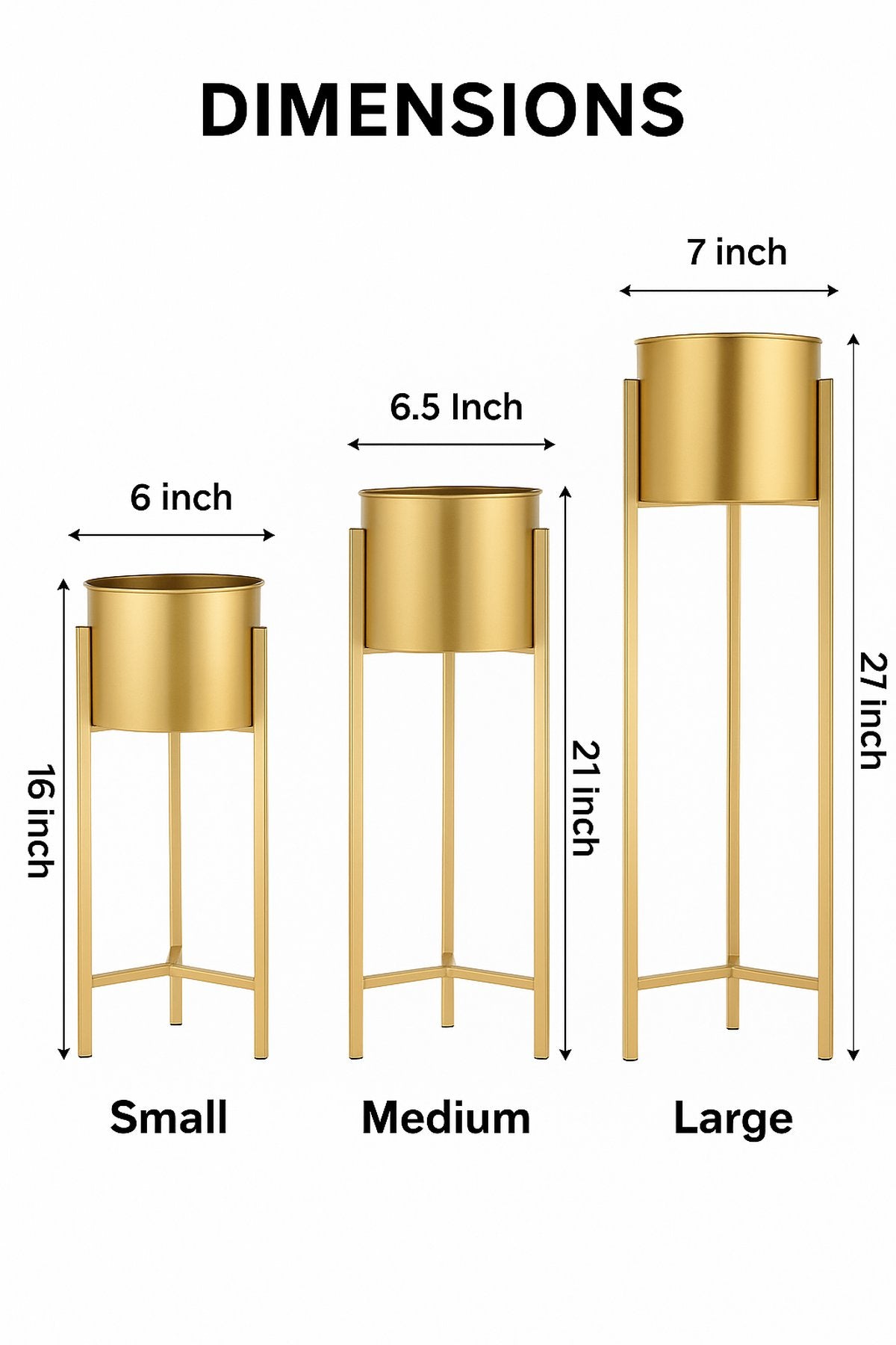 Luxury Gold Metal Planter Stand Set