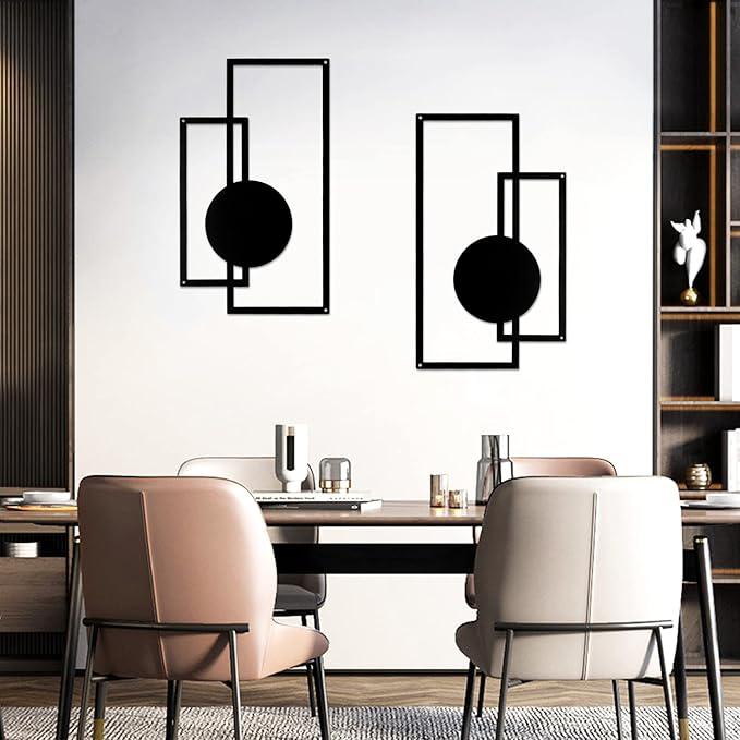 Luxury Minimalist Wall Art | Geometric Black Wall Hanging Decor Set