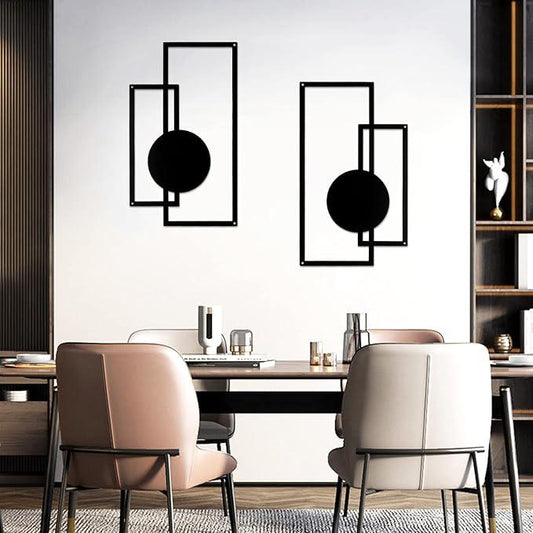 Luxury Minimalist Wall Art | Geometric Black Wall Hanging Decor Set