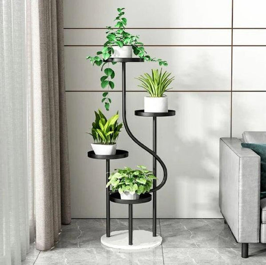 Minimalist S-Shape Plant Stand – 4 Level Indoor Planter Display Stand