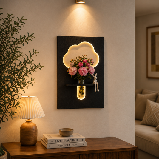 Cloud Glow Floral led Wall art'